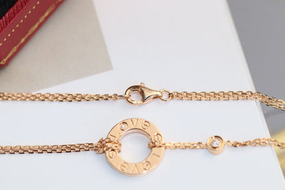[GALE] Liebeskette, verstellbar, Roségold, 2 Diamanten 