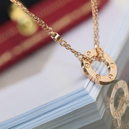 [GALE] Liebeskette, verstellbar, Roségold, 2 Diamanten 