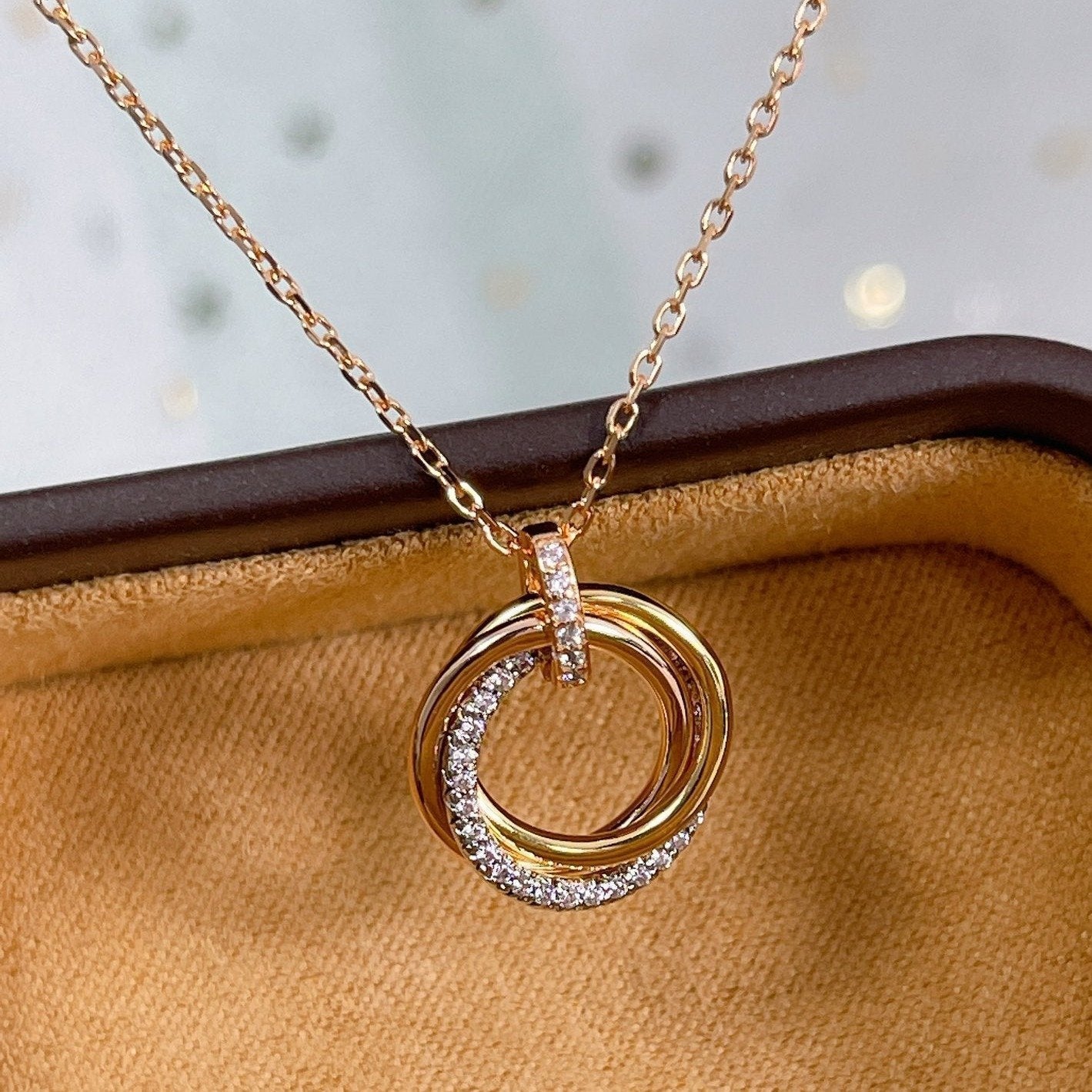 [GALE]TRINITY-HALSKETTE SILBER GOLD ROSA GOLD DIAMANTEN 