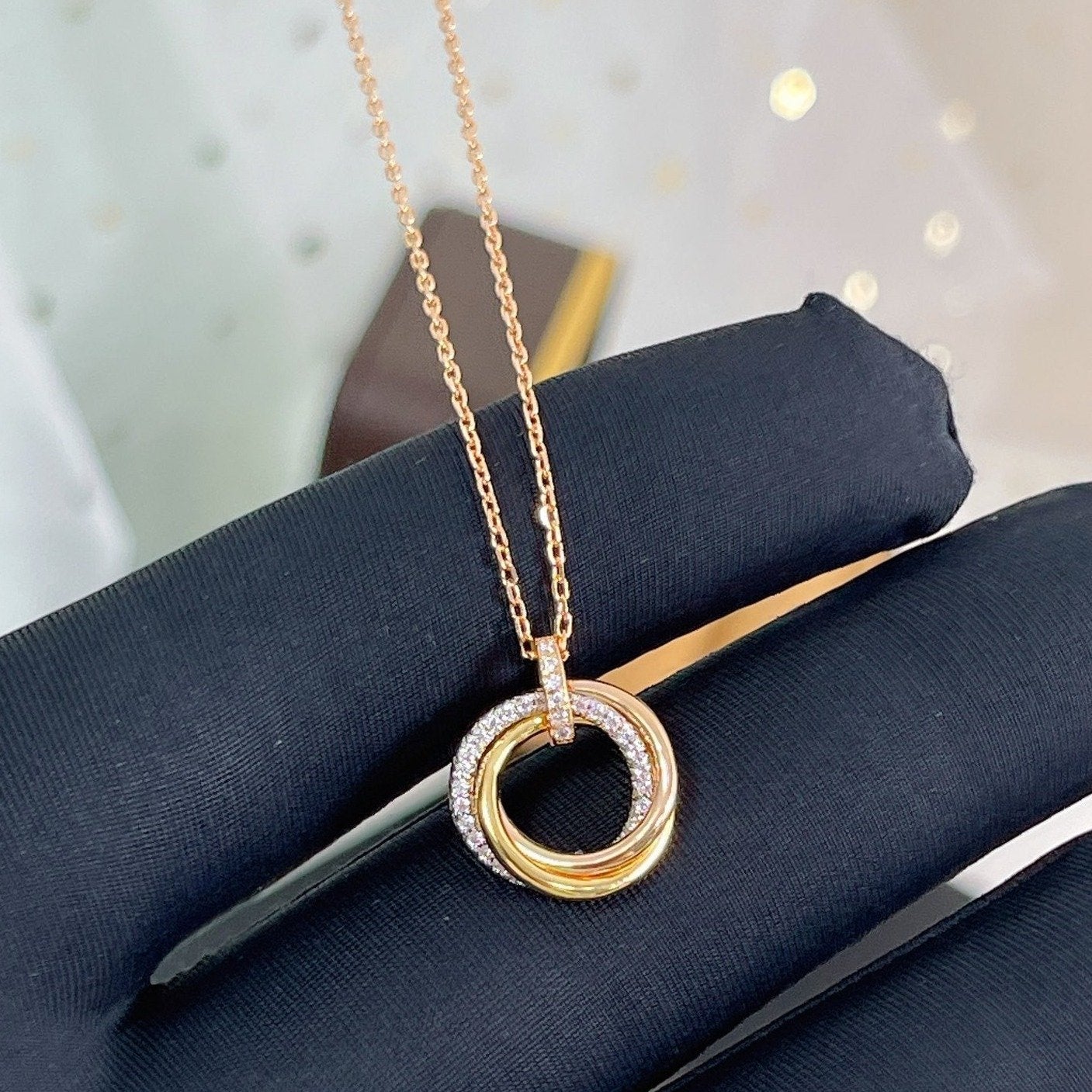 [GALE]TRINITY-HALSKETTE SILBER GOLD ROSA GOLD DIAMANTEN 