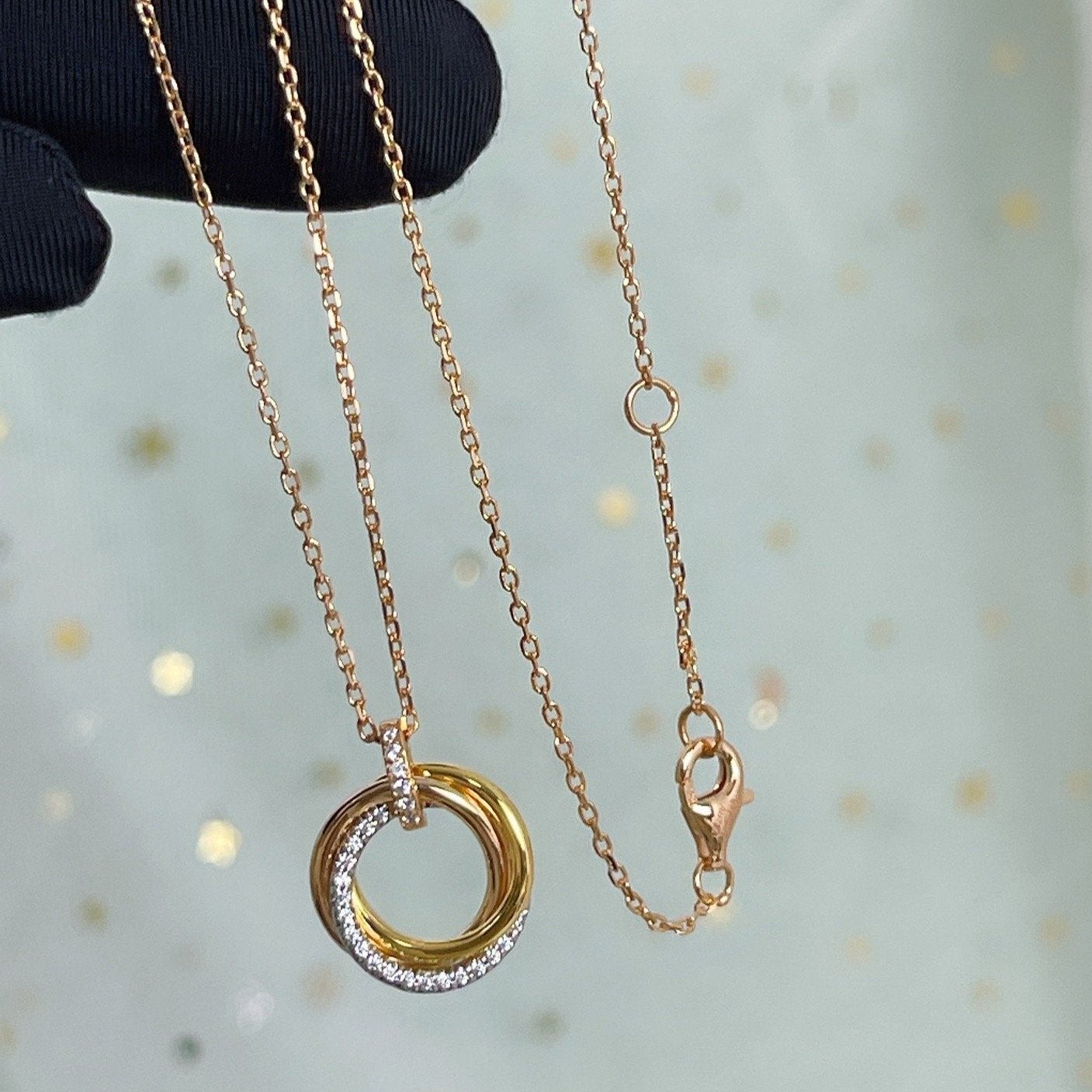 [GALE]TRINITY-HALSKETTE SILBER GOLD ROSA GOLD DIAMANTEN 