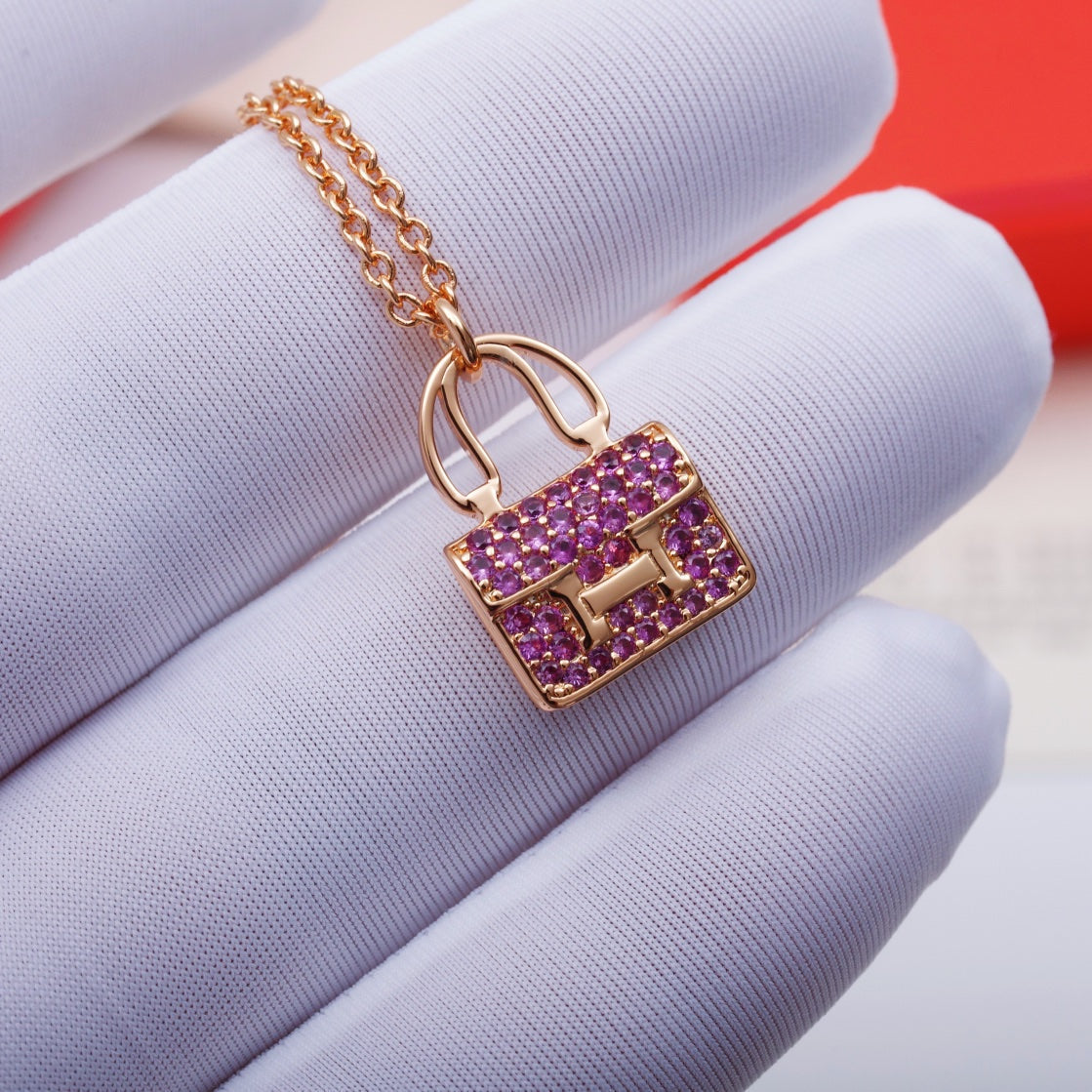 [GALE]CONSTANCE ANHÄNGER LILA DIAMANT-KETTE