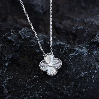 [GALE]CLOVER 15MM DIAMANT-LASER-HALSKETTE SILBER