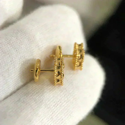 [GALE]クローバー ミニ 9.5mm マラカイト イヤリング