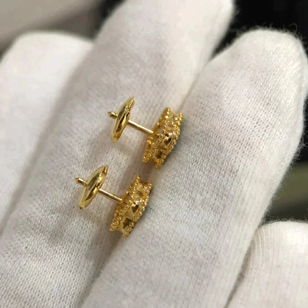 [GALE]クローバー ミニ 9.5mm マラカイト イヤリング