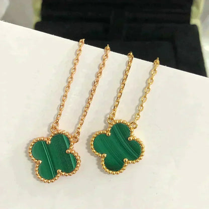 [GALE]CLOVER 15MM MALACHIT EINZELNE BLÜTEN-HALSKETTE