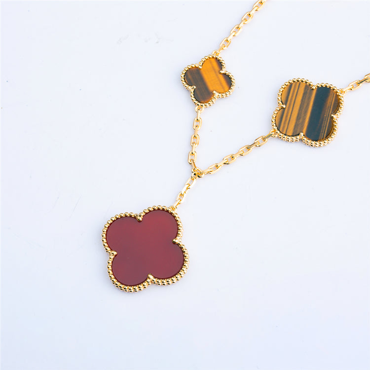 [GALE]CLOVER BRACELET 5 MOTIFS CARNELIAN TIGER EYE
