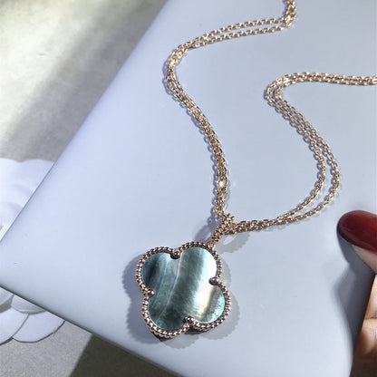 [GALE]CLOVER 25MM GOLD DARK MOP BIG CLOVER NECKLACE