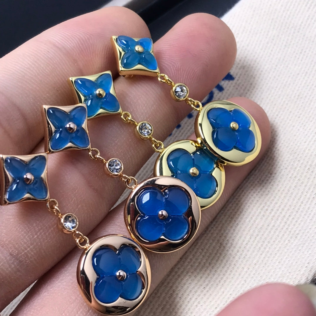 [GALE]STAR AND SUN AGATE DIAMOND EARRINGS