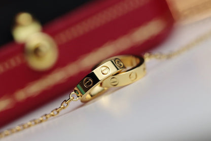 [GALE] Liebeskette mit Doppelring aus Gold