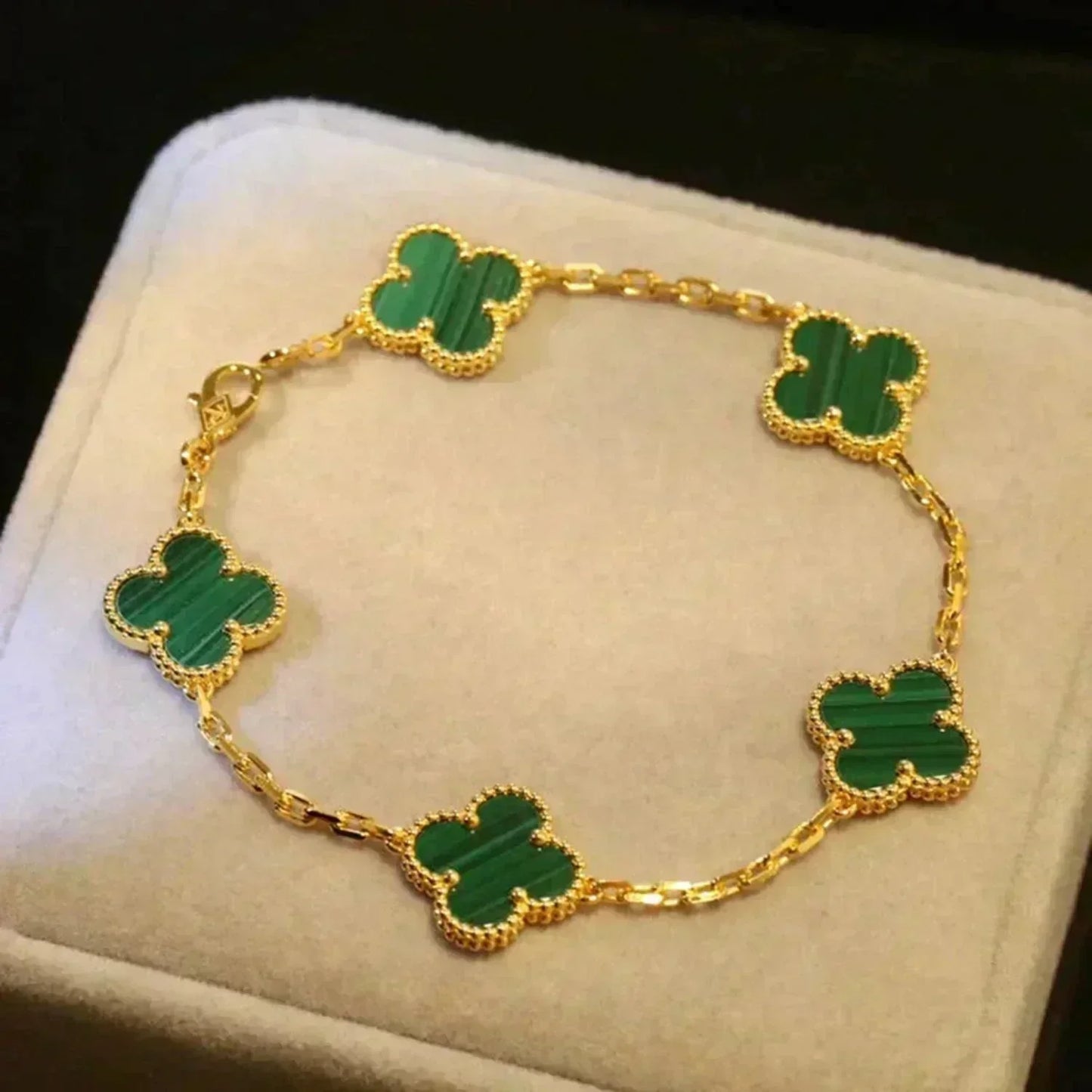 [GALE] CLOVER 5 MOTIF MALACHITE BRACELET COLLECTION
