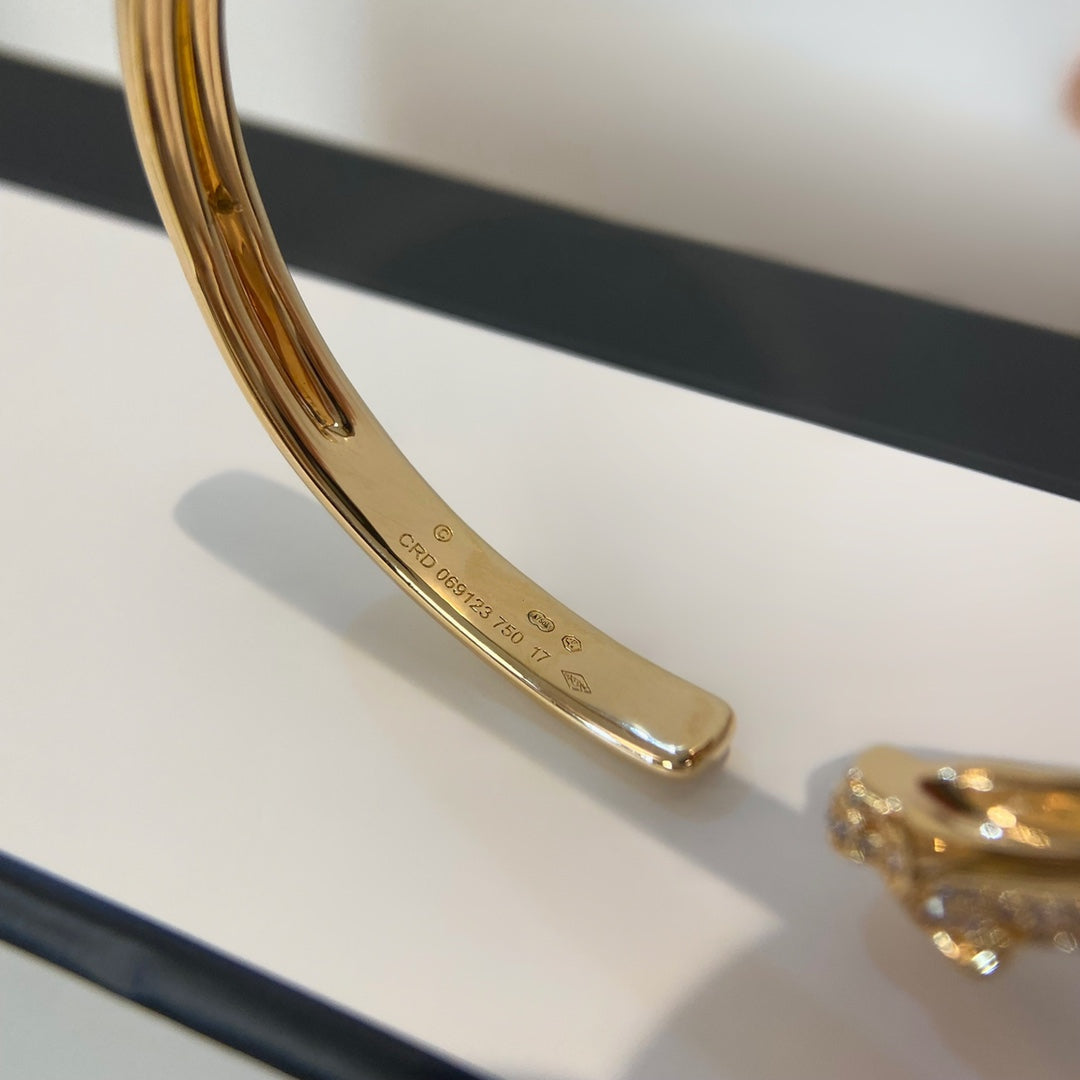 [GALE]PANTHERE GOLD DIAMOND OPEN BRACELET