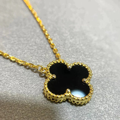 [GALE]CLOVER 15MM SCHWARZE ONYX-EINZELBLÜTEN-KETTE