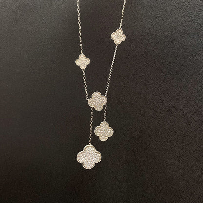 [GALE] KETTE MIT 5 KLEEMOTIVEN, SILBERNEN DIAMANTEN