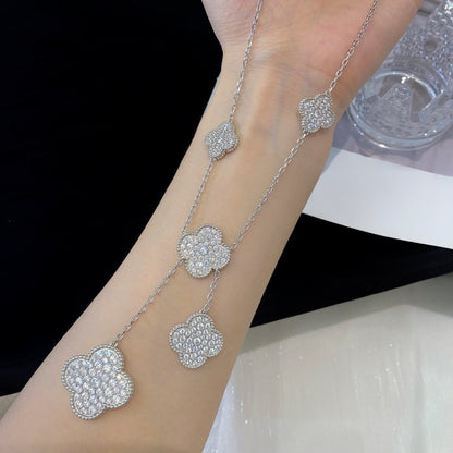 [GALE] KETTE MIT 5 KLEEMOTIVEN, SILBERNEN DIAMANTEN