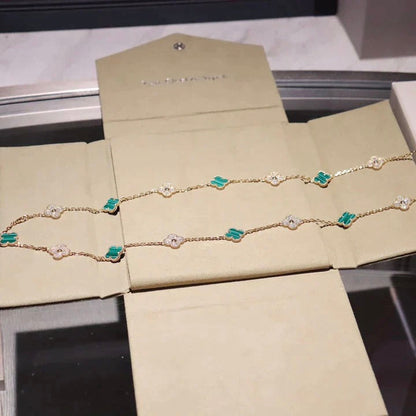 [GALE]CLOVER 20 MOTIFS MALACHIT DIAMANT-KETTE
