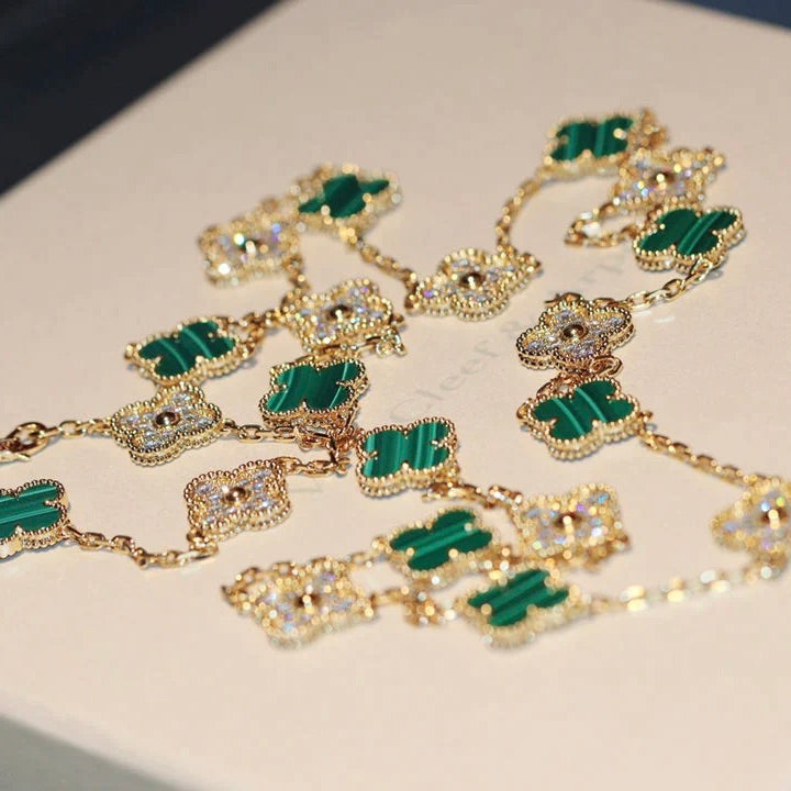 [GALE]CLOVER 20 MOTIFS MALACHIT DIAMANT-KETTE