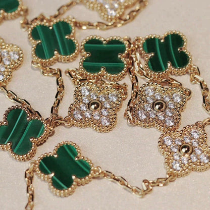 [GALE]CLOVER 20 MOTIFS MALACHIT DIAMANT-KETTE