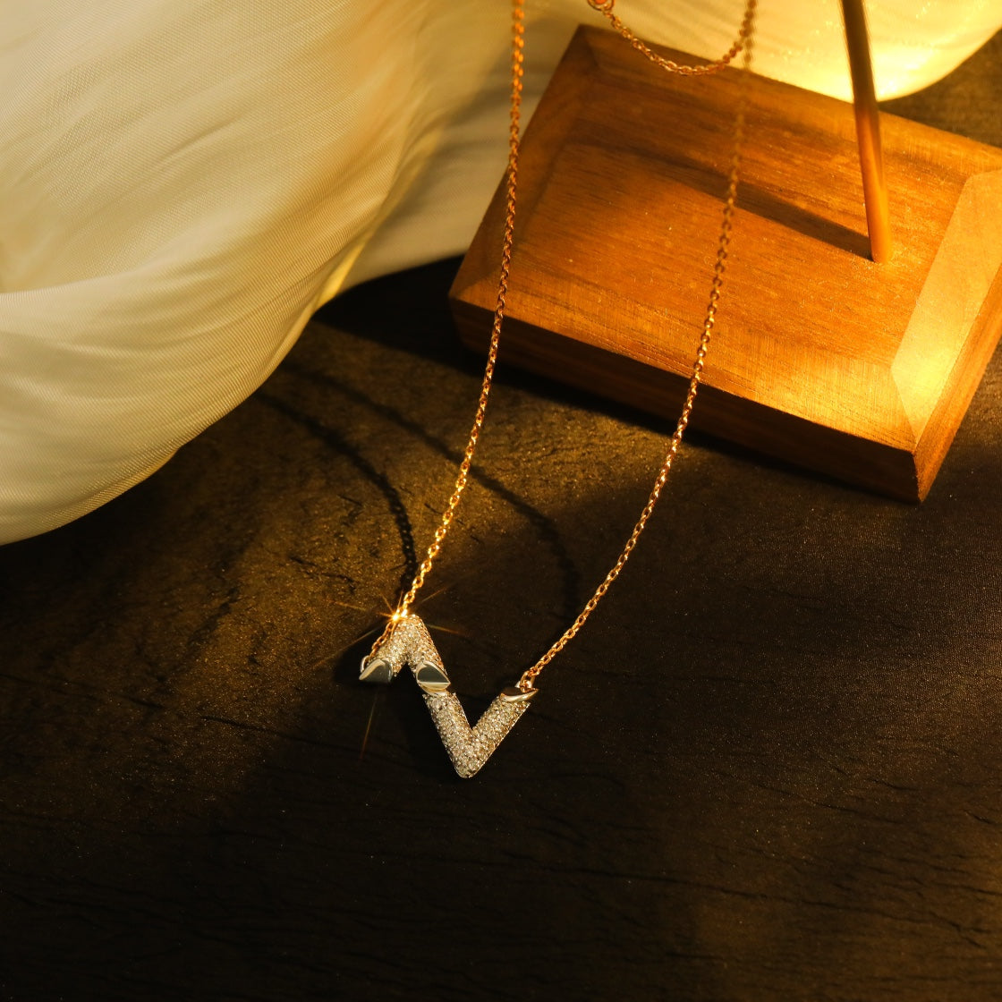 [GALE]VOLT SILVER DIAMOND PEDANT NECKLACE