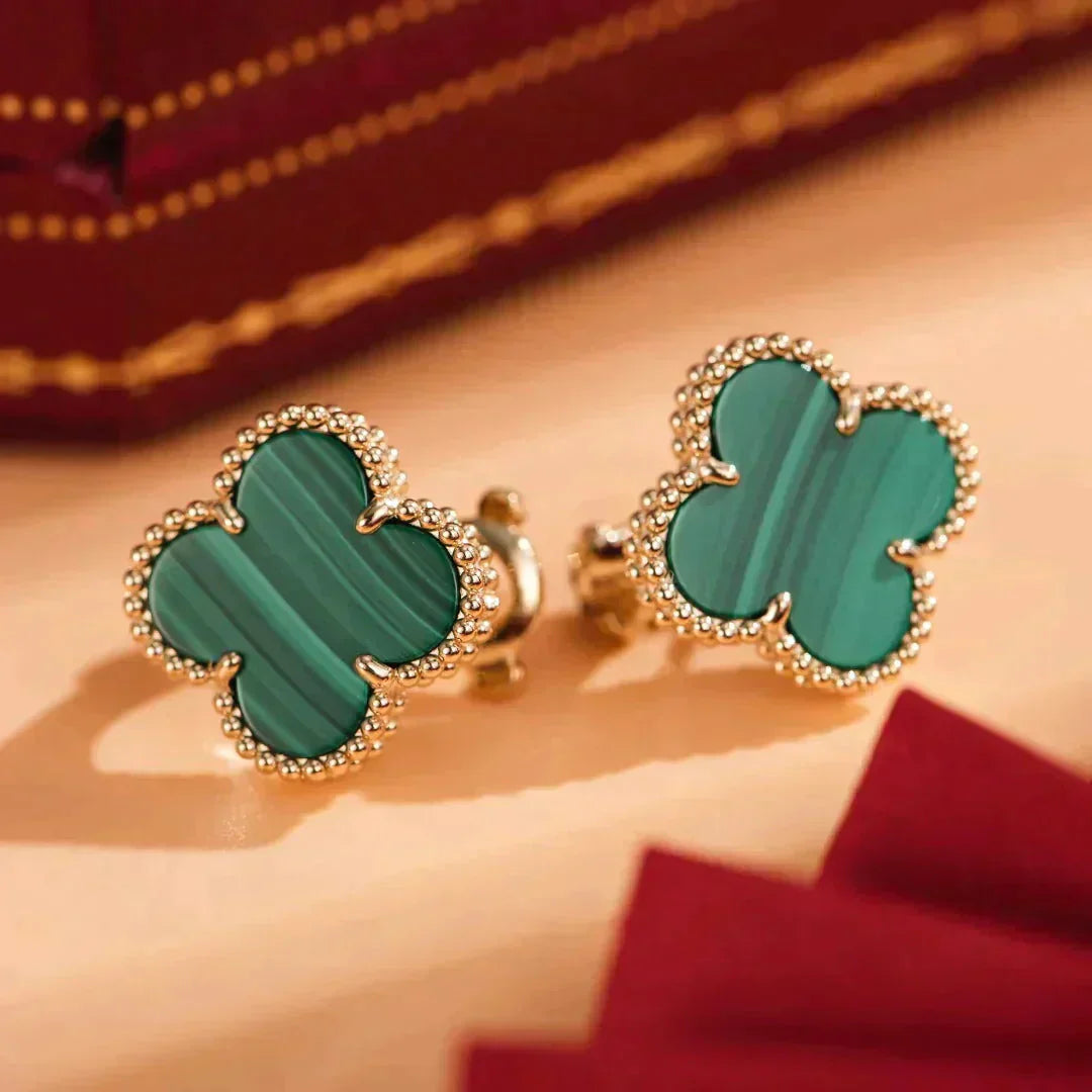 [GALE]CLOVER MEDIUM 1 MOTIFS MALACHITE OHRRINGE