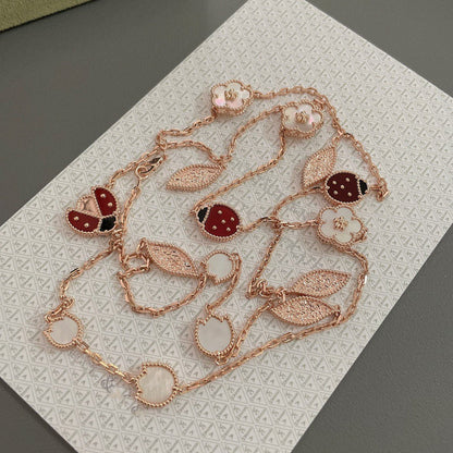 [GALE] GLÜCKSFRÜHLINGS-KETTE MIT 15 MOTIVEN IN ROSÉGOLD