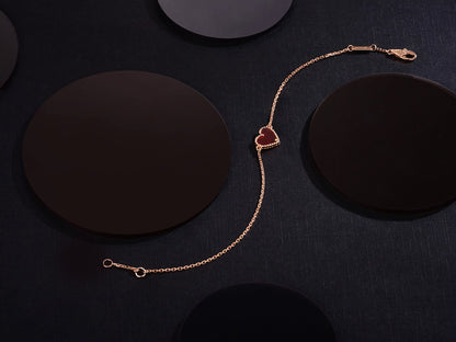 [GALE]HEART CARNELIAN PINK GOLD BRACELET