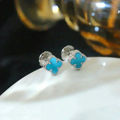 [GALE]クローバー ミニ 9.5mm オニキス スタッドピアス シルバー