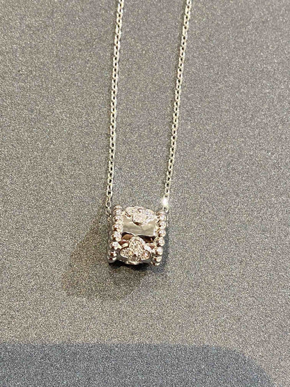 [GALE]PERLEE PEDANT SIVLER DIAMANT-KETTE 