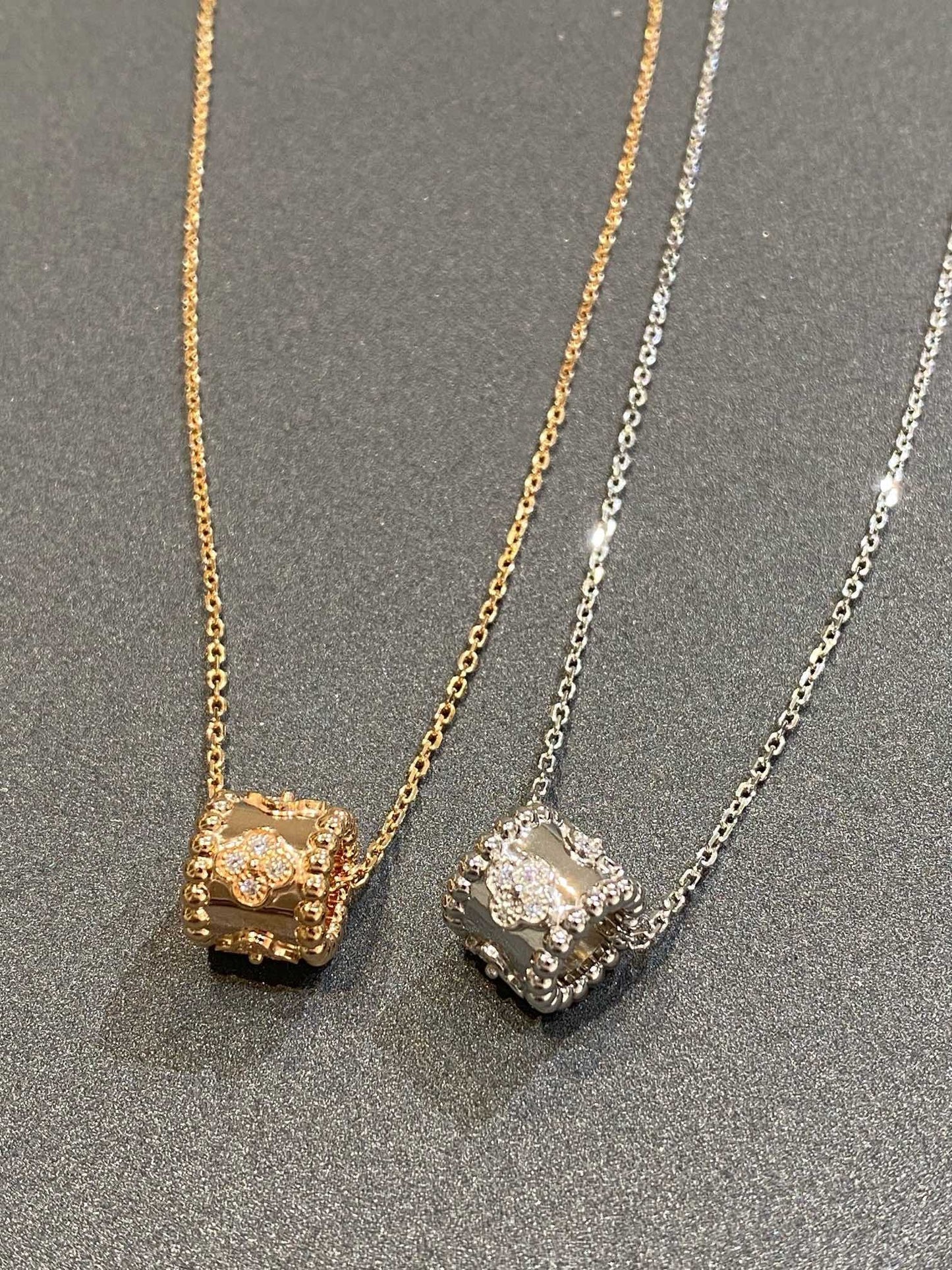 [GALE]PERLEE PEDANT SIVLER DIAMANT-KETTE 