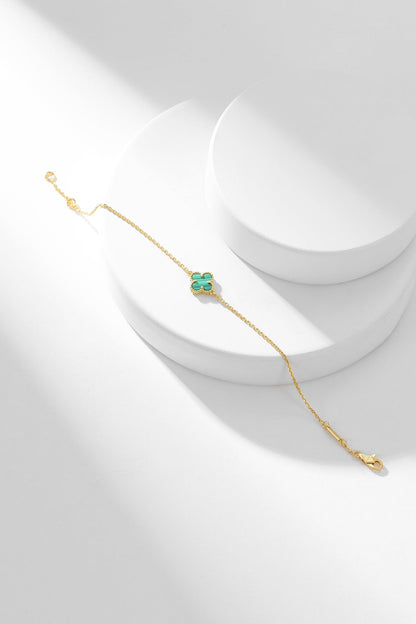 [GALE] Kleeblatt-Armband, Malachit, 1 Motiv