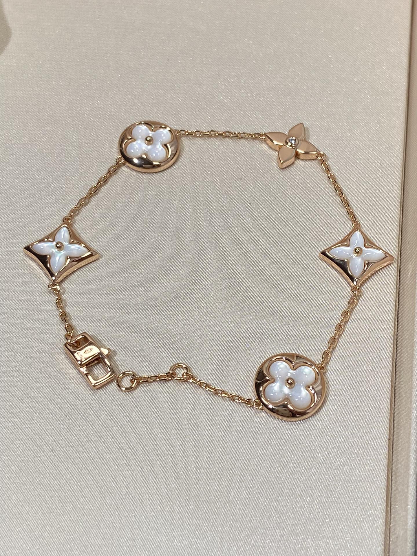 [GALE]STAR AND SUN 5 MOTIF MOP PINK GOLD BRACELET