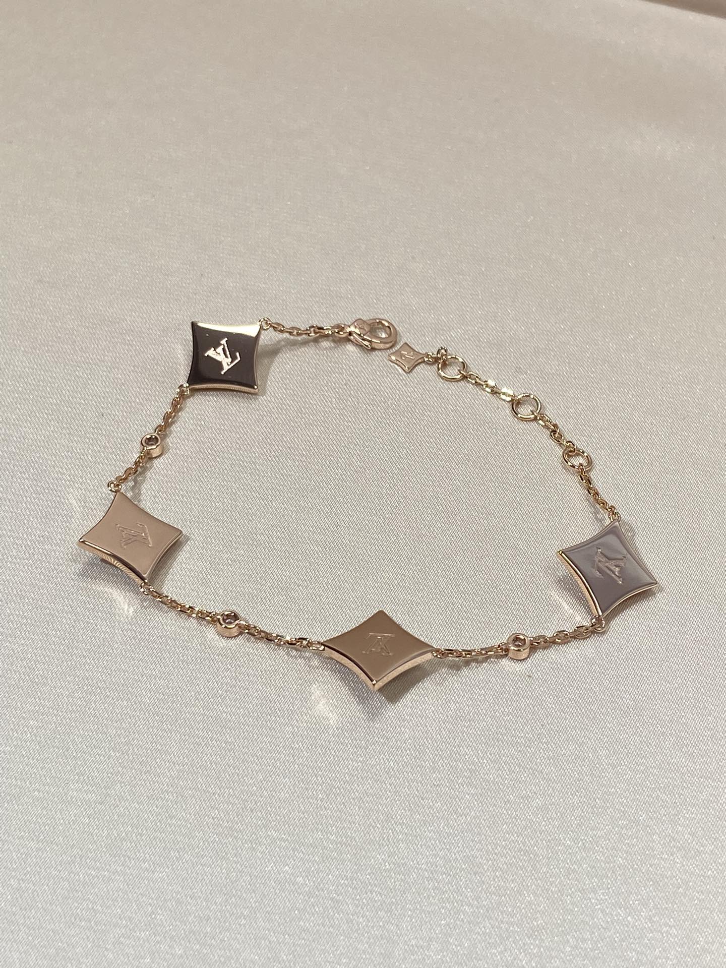 [GALE]STAR 4 MOTIF MOP DIAMOND PINK GOLD BRACELET