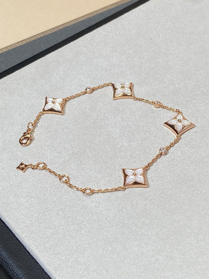 [GALE]STAR 4 MOTIF MOP DIAMOND PINK GOLD BRACELET