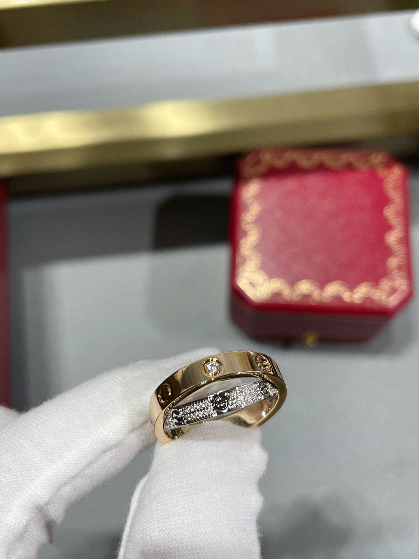[GALE] LOVE DOPPELRING AUS ROSA GOLD, SILBER UND DIAMANT