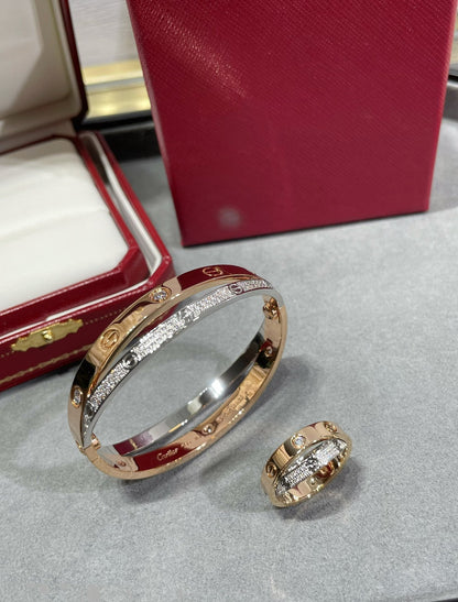 [GALE] LOVE DOPPELRING AUS ROSA GOLD, SILBER UND DIAMANT