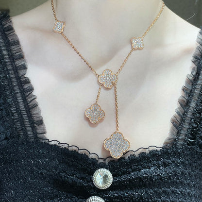 [GALE]CLOVER 6 MOTIF DIAMANTENBEFESTIGTE HALSKETTE