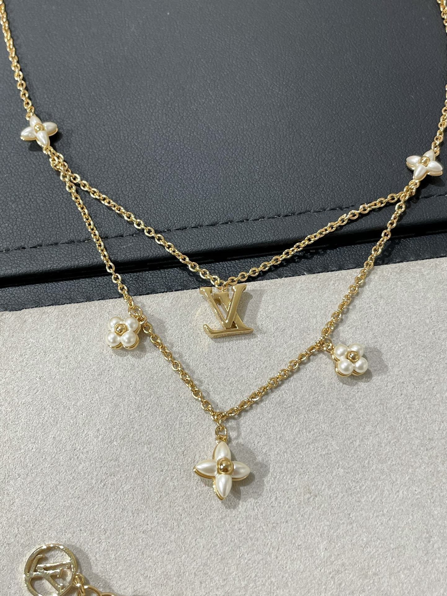 [GALE]FLOWERGRAM GOLD MOP DOPPELREIHEN-KETTE