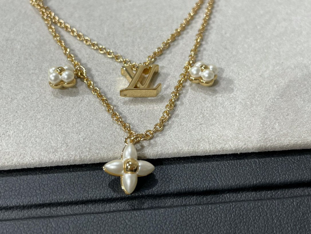 [GALE]FLOWERGRAM GOLD MOP DOPPELREIHEN-KETTE