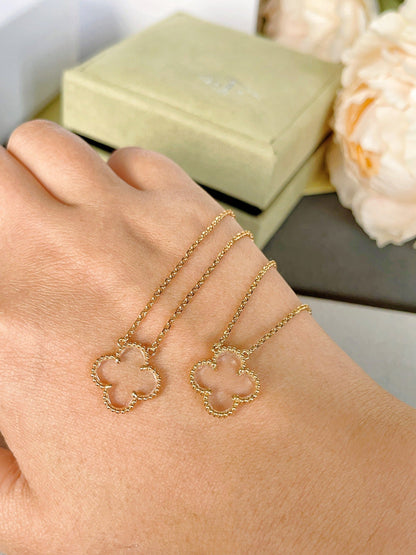 [GALE]CLOVER ROCK CRYSTAL ROSÉGOLD HALSKETTE
