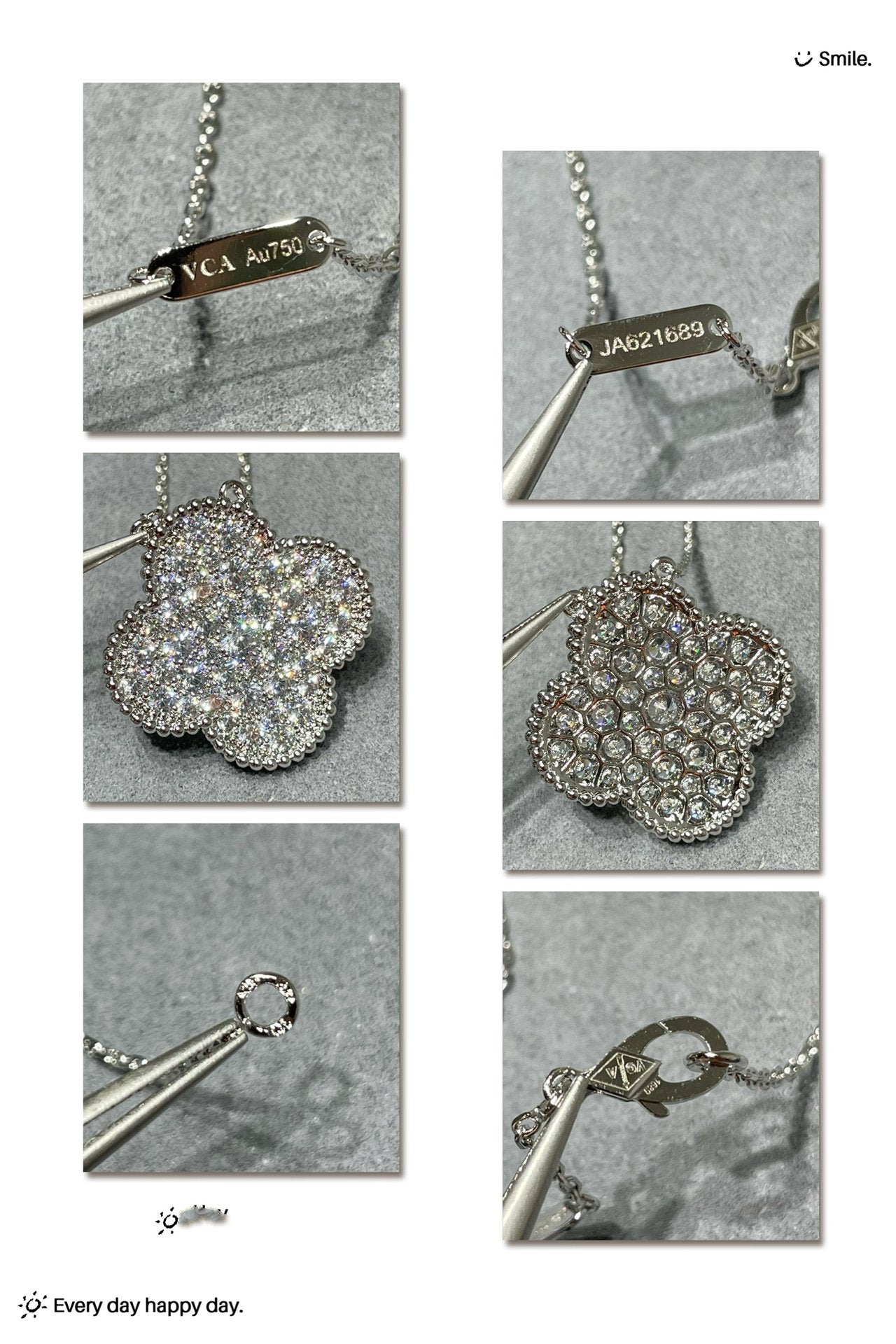 [GALE]CLOVER 25MM GROSSER ANHÄNGER MIT DIAMANTENPAVED SILBERHALSKETTE