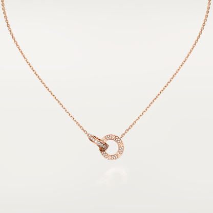 [GALE]LOVE 7.6mmネックレス ローズゴールド＆シルバー フルダイヤモンド