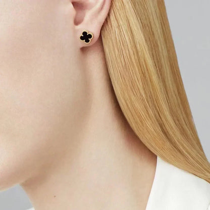 [GALE]CLOVER MINI 9.5MM BLACK MOP EARRINGS
