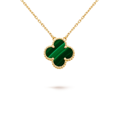 [GALE]CLOVER 15MM MALACHIT EINZELNE BLÜTEN-HALSKETTE