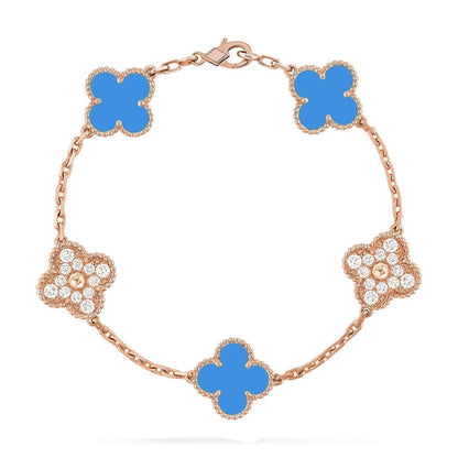 [GALE] CLOVER 5 MOTIF BLUE AGATE BRACELET COLLECTION