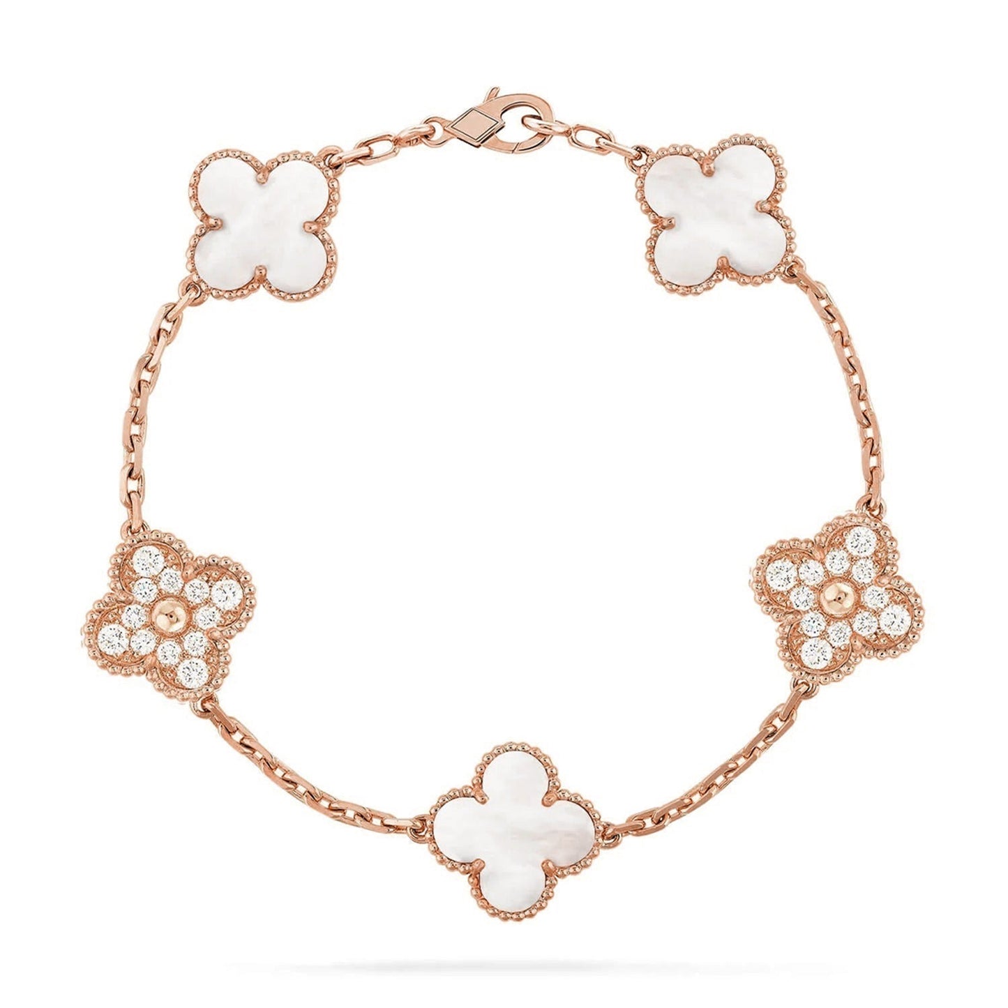 [GALE]CLOVER WHITE PEARL MOP 5 MOTIF BRACELET COLLECTION