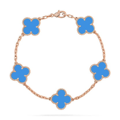 [GALE] CLOVER 5 MOTIF BLUE AGATE BRACELET COLLECTION