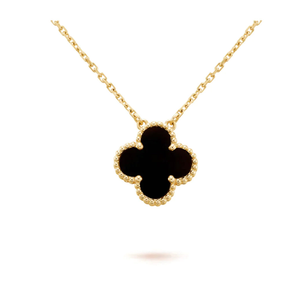 [GALE]CLOVER 15MM SCHWARZE ONYX-EINZELBLÜTEN-KETTE