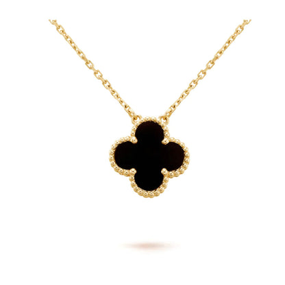 [GALE]CLOVER 15MM SCHWARZE ONYX-EINZELBLÜTEN-KETTE