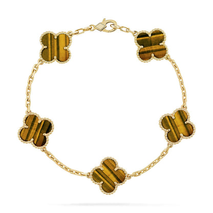 [GALE] CLOVER 5 MOTIFS TIGER EYE BRACELET COLLECTION