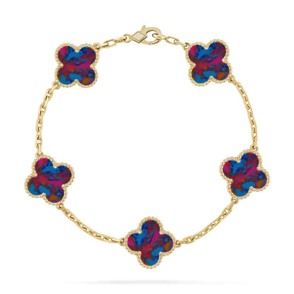 [GALE]CLOVER 5 MOTIF COLOR GEMSTONES BRACELET COLLECTION